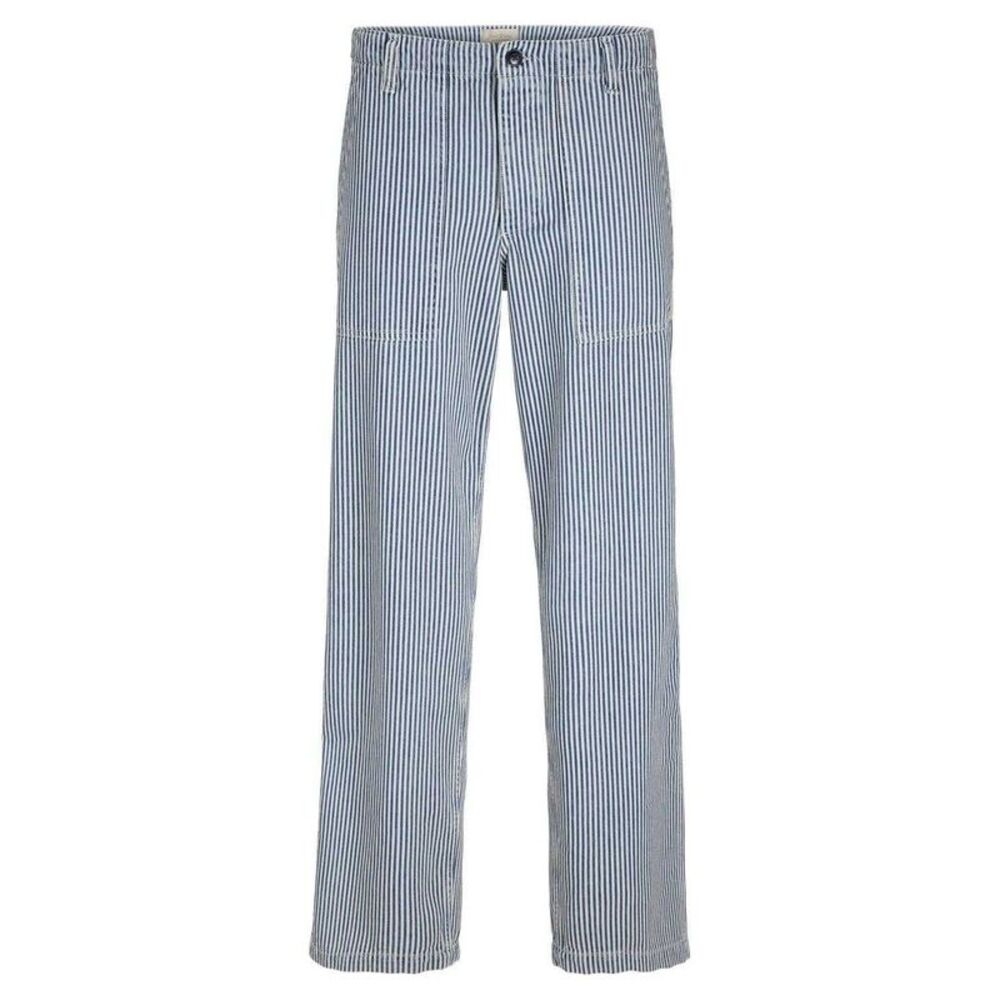 Jack And Jones Mens Striped Loose Fit Jeans / Ecru